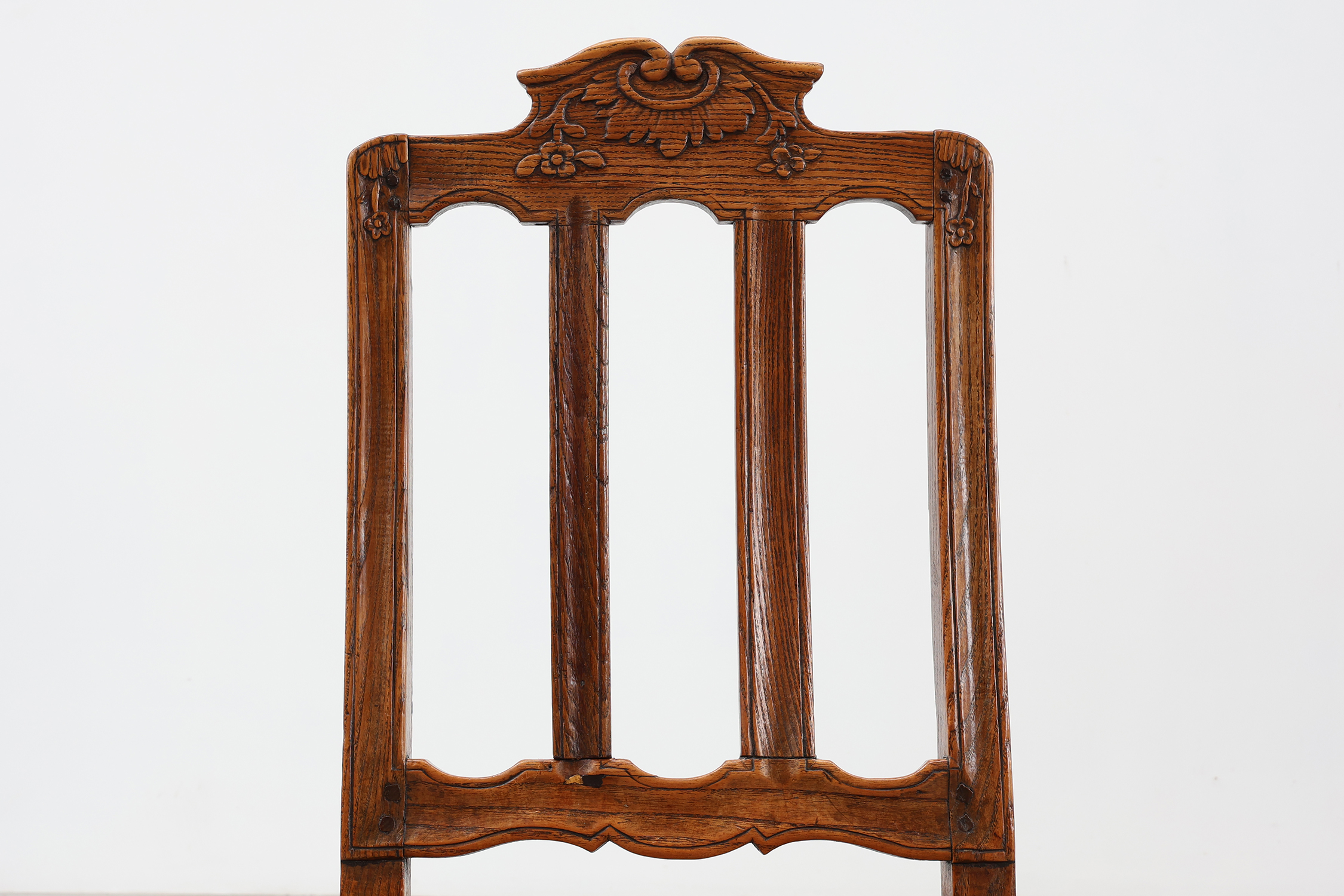 Antique carved oak side chair, France 18th century thumbnail